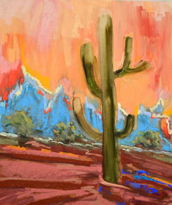 “Saguaros, Mountains and Sky” on sale unframed Madeleine R Studio